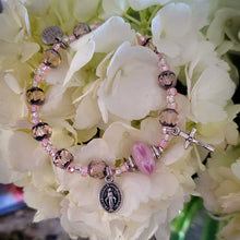 Load image into Gallery viewer, Pink and Silver Rosary Bracelet