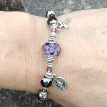 Load image into Gallery viewer, Purple and Silver Rosary Bracelet