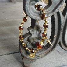Load image into Gallery viewer, Amber and Gold Rosary Bracelet