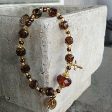 Load image into Gallery viewer, Amber and Gold Rosary Bracelet