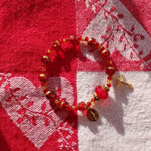 Load image into Gallery viewer, Red and Gold Rosary Bracelet