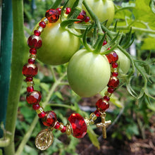 Load image into Gallery viewer, Red and Gold Rosary Bracelet