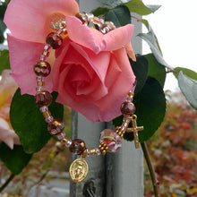Load image into Gallery viewer, Pink and Gold Rosary Bracelet