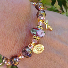Load image into Gallery viewer, Pink and Gold Rosary Bracelet