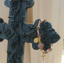 Load image into Gallery viewer, Pink and Gold Rosary Bracelet