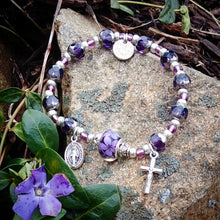 Load image into Gallery viewer, Purple and Silver Rosary Bracelet