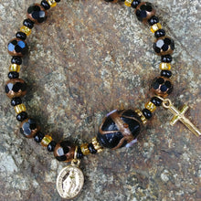 Load image into Gallery viewer, Black and Gold Rosary Bracelet