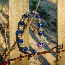 Load image into Gallery viewer, Blue and Silver Rosary Bracelet