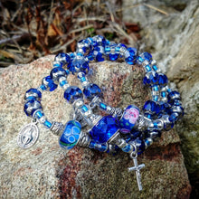 Load image into Gallery viewer, Blue and Silver Rosary Bracelet