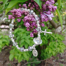 Load image into Gallery viewer, Crystal and Silver Rosary Bracelet