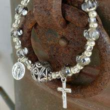 Load image into Gallery viewer, Crystal and Silver Rosary Bracelet