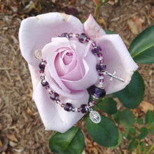 Load image into Gallery viewer, Purple and Silver Rosary Bracelet