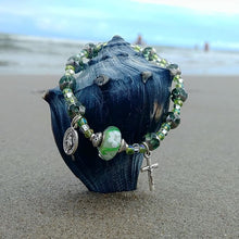 Load image into Gallery viewer, Light Green and Silver Rosary Bracelet