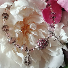 Load image into Gallery viewer, Pink and Silver Rosary Bracelet