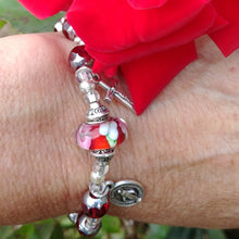 Load image into Gallery viewer, Red and silver Rosary bracelet