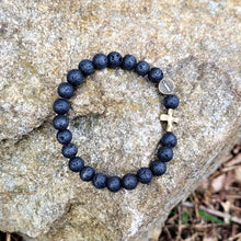 Load image into Gallery viewer, Saint Benedict Lava Stone bracelet
