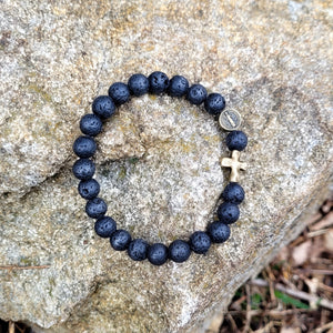 Saint Benedict Lava Stone bracelet