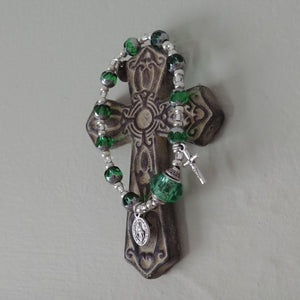 Light Green and silver Rosary bracelet