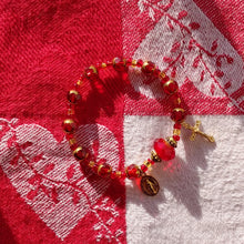 Load image into Gallery viewer, Red and gold Rosary bracelet
