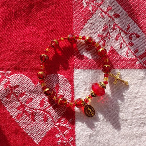 Red and gold Rosary bracelet