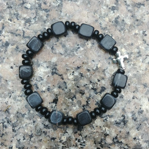Charcoal Stone Rosary Bracelet