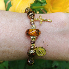 Load image into Gallery viewer, Amber and Gold Rosary Bracelet
