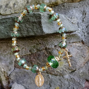 Peridot and gold Rosary bracelet