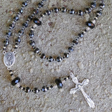 Load image into Gallery viewer, Black and Silver Rosary Beads
