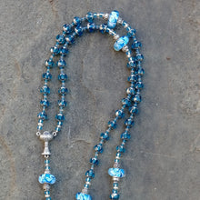 Load image into Gallery viewer, Aqua and Silver Rosary Beads
