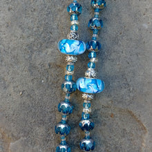 Load image into Gallery viewer, Aqua and Silver Rosary Beads
