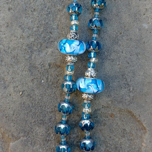 Aqua and Silver Rosary Beads