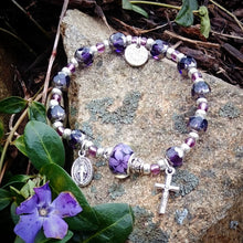 Load image into Gallery viewer, Purple and silver Rosary bracelet
