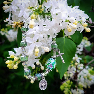 Peridot and silver Rosary bracelet