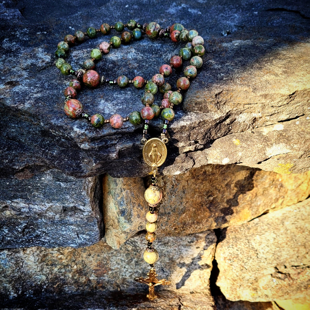 Unakite Stone Rosary Beads