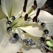 Load image into Gallery viewer, Black and Silver Rosary Bracelet
