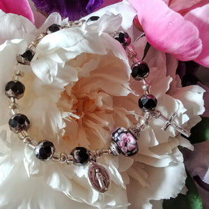 Black and Silver Rosary Bracelet