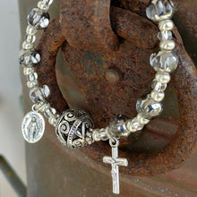 Load image into Gallery viewer, Crystal and silver Rosary bracelet
