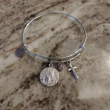 Load image into Gallery viewer, Guardian Angel Silver Bangle
