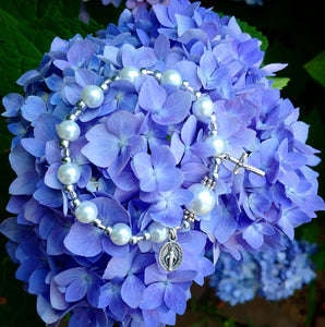 Pearl and silver Rosary bracelet