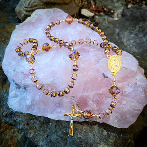 Pink and Gold Rosary Beads