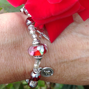 Red and silver Rosary bracelet