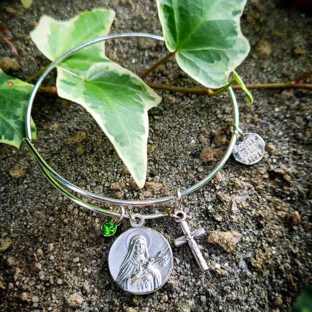 St. Therese de Lisieux Silver Bangle