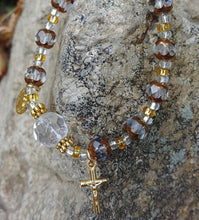 Load image into Gallery viewer, Crystal and gold Rosary bracelet
