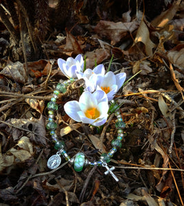 Peridot and silver Rosary bracelet